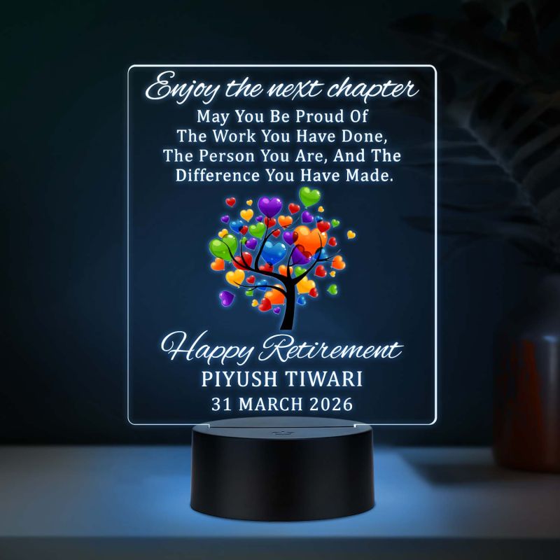 Personalized Retirement UV Print Color Changing LED Lamp     Enjoy The Next Chapter  Light